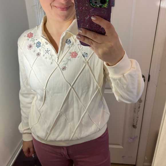 Alfred Dunner Tops Grandma Sweater Cottagecore Pl L Petite